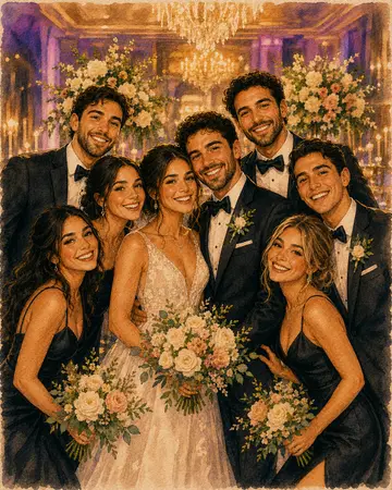 Black Tie Wedding Party portrait for a Montreal wedding