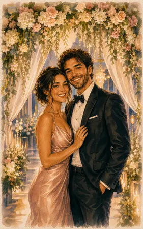 Floral Canopy Couple portrait for a Montreal wedding